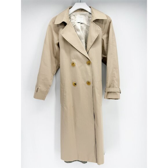 Sandro Victory Plaid Back Cotton Trench Coat 36/S - Picture 2 of 16